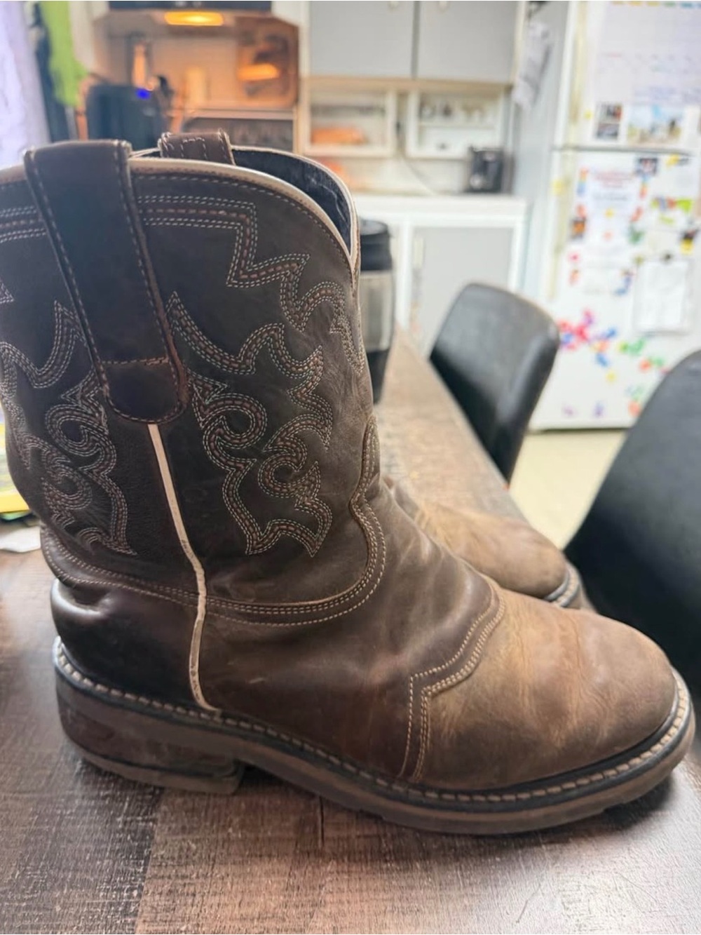 Brown Leather Western Work Boots